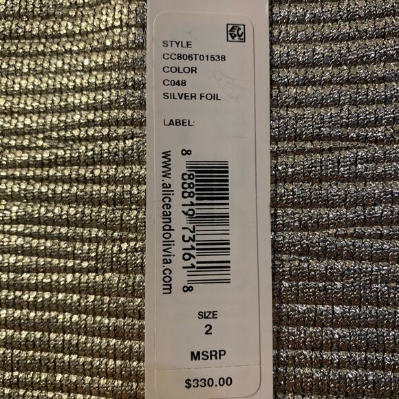 NWT Women’s Size 2💥Alice + Olivia💥Gold Luxe Metallic Finish Fitted Dress SEE - Picture 11 of 12
